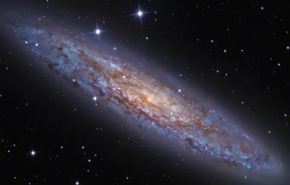 Картинка космос, звёзды, галактика, спиральная, NGC 253, Скульптор