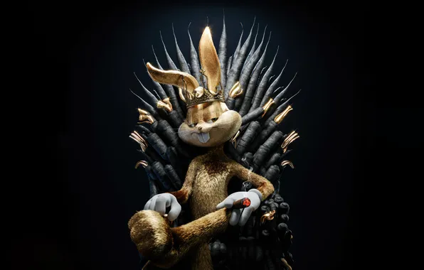 Картинка Digital Art, Bugs Bunny, Cartoon, King Throne