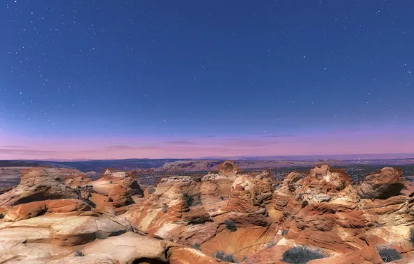 Звезды, ночь, скалы, Аризона, США, национальный парк
