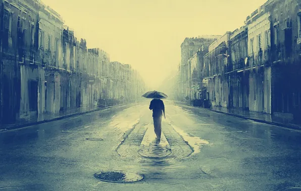 Lost, monochrome, streets, buildings, artwork