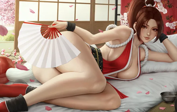 Girl, sexy, cleavage, long hair, dress, brown eyes, boobs, anime