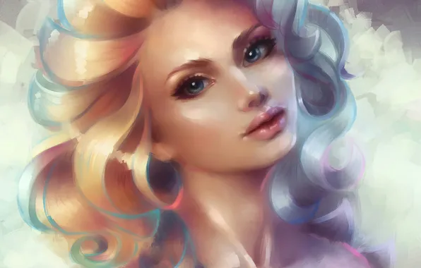 Картинка девушка, лицо, волосы, арт, art, Marfyta