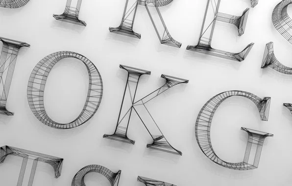 Буквы, конструкция, шрифт, объем, times new roman
