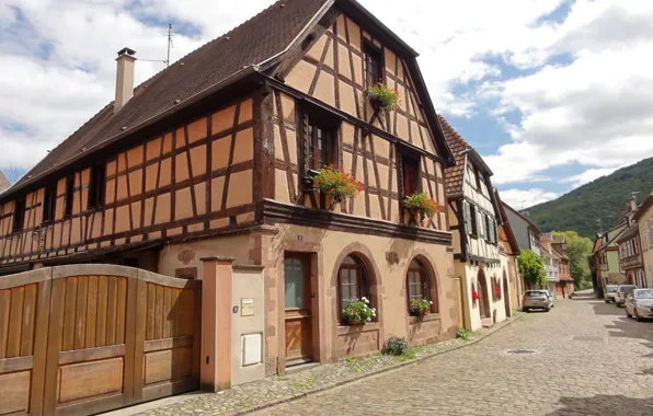 Город, улица, Франция, France, Alsace, Kayserberg