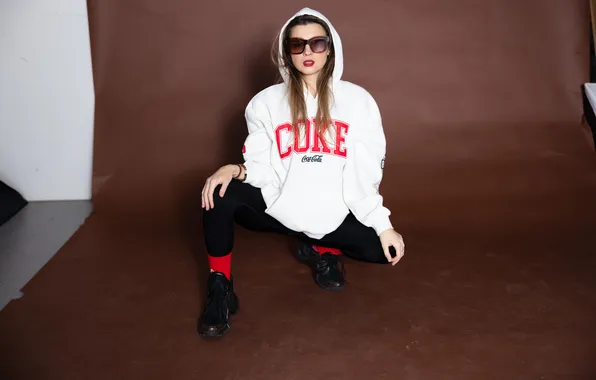 Girl, beautiful, model, sweet, sunglasses, Maria Ryabushkina, hoodie