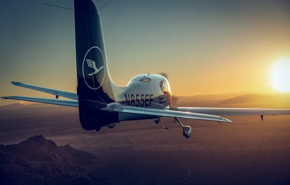 Солнце, высота, полёт, самолёт, Lufthansa European Flight School