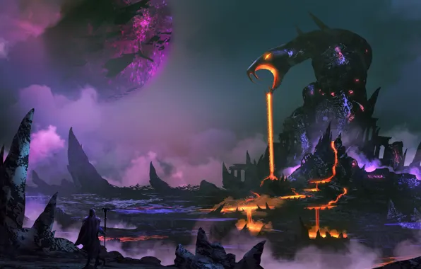 Скалы, лава, посох, Monster Lava
