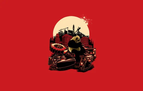 Красный, Панда, blood, Red, kill, panda, Angry Panda
