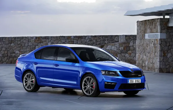 Авто, синяя, Skoda, Octavia