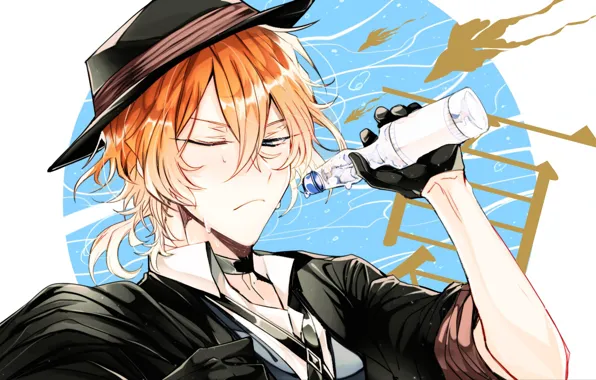 Аниме, арт, Рыжий, парень, Bungou Stray Dogs, Бродячие псы литературные гении