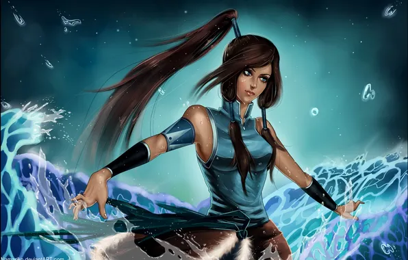 Картинка вода, девушка, аватар, Корра, The Legend of Korra, Легенда о Корре, Korra.