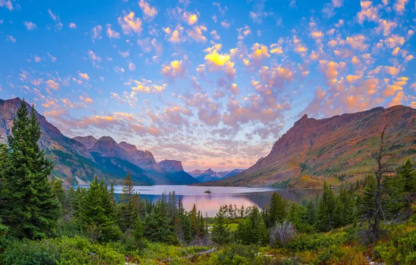 Картинка горы, озеро, США, Glacier National Park