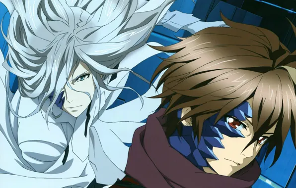 Вирус, белые волосы, guilty crown, корона грешника, shu ouma, gai tsutsugami, апокалипсиса