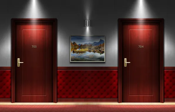 Картинка hotel, interior, door, hallway, my works