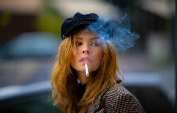 Girl, smoke, cigarette, Anastasia Scheglova