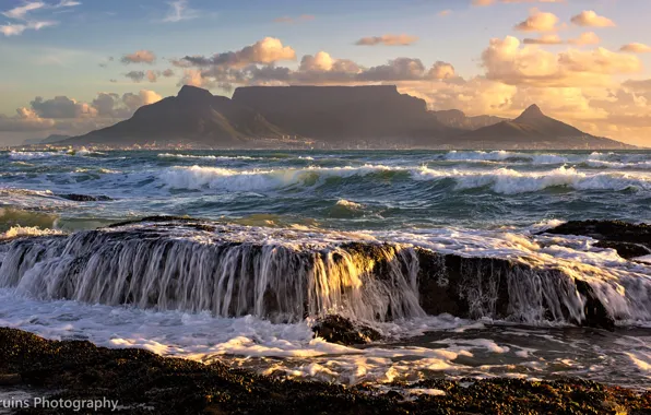 Горы, океан, ЮАР, South Africa, Cape Town, Кейптаун