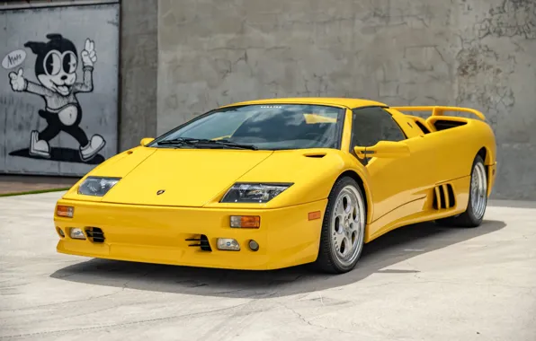 Картинка Lamborghini, supercar, yellow, Diablo, Lamborghini Diablo VT Roadster