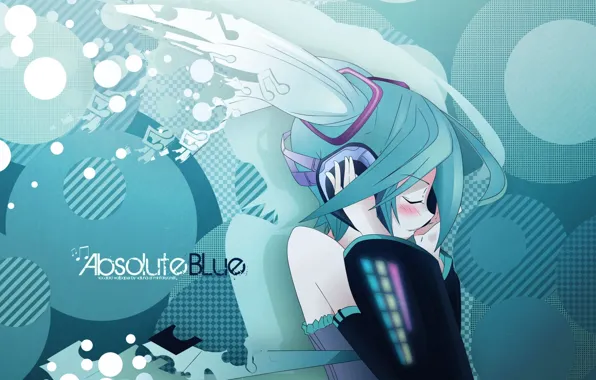 Девушка, наушники, vocaloid, вокалоид, Miku