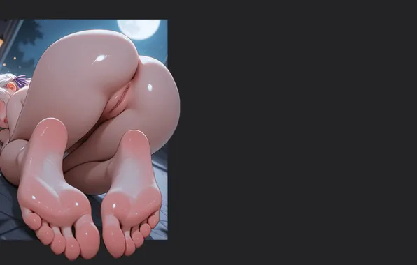 Girl, moon, hot, sexy, ass, pussy, nipples, anime