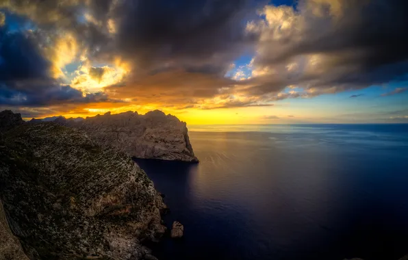 Картинка небо, скалы, Испания, Средиземное море, Балеарские острова, остров Майорка