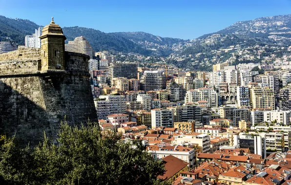 Картинка пейзаж, горы, дома, Монако, Moneghetti