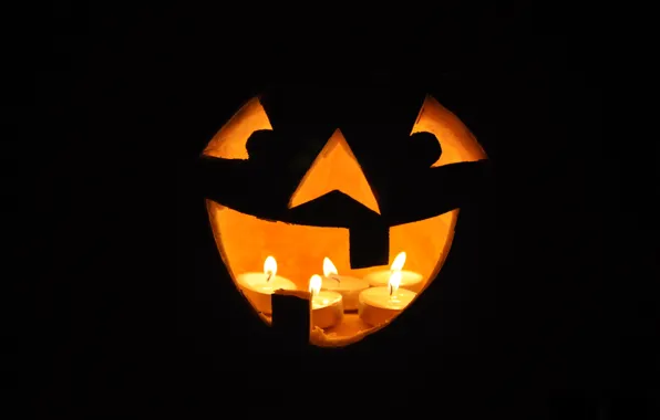 Картинка улыбка, свечи, Halloween, тыква