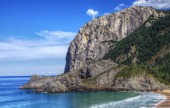 Картинка море, природа, скала, фото, побережье, Испания, Bay of Biscay