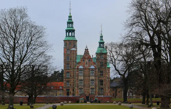 Замок, сад, Дания, достопримечательность, castle, королевский, Denmark, Copenhagen