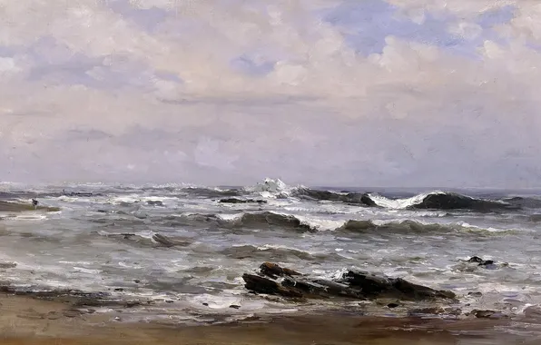Картинка картина, морской пейзаж, Карлос де Хаэс, Прилив