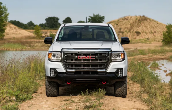 Вид спереди, пикап, GMC, Crew Cab, Canyon, AT4, 2020, 2021