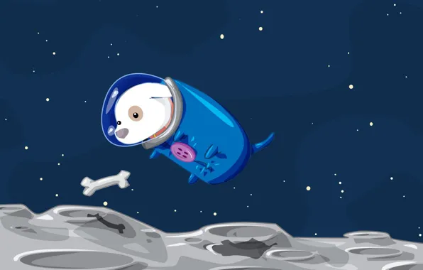 Картинка космос, собака, Вектор