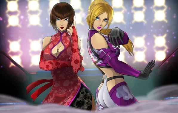 Грудь, девушки, платье, костюм, боец, namco, tekken, nina williams