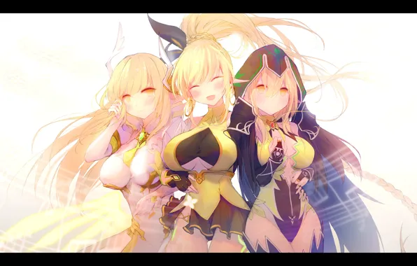 Kawaii, girl, anime, beautiful, pretty, blonde, cute, friends