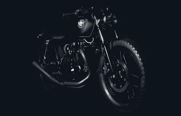 Темный фон, минимализм, мотоцикл, кастом, custom moto