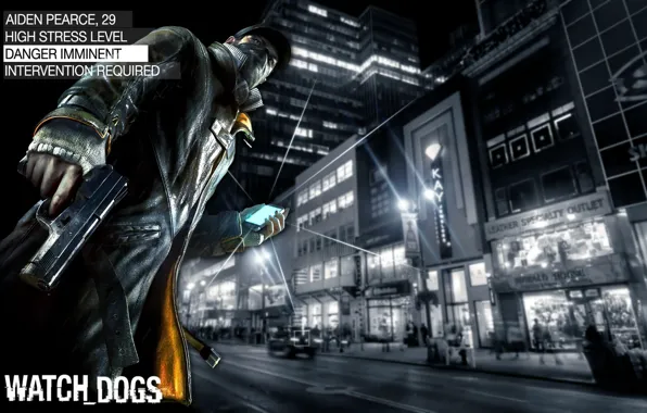 Картинка улица, телефон, парень, Watch Dogs
