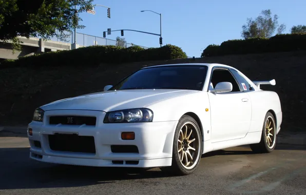 GTR, Nissan, White, Skyline, R34