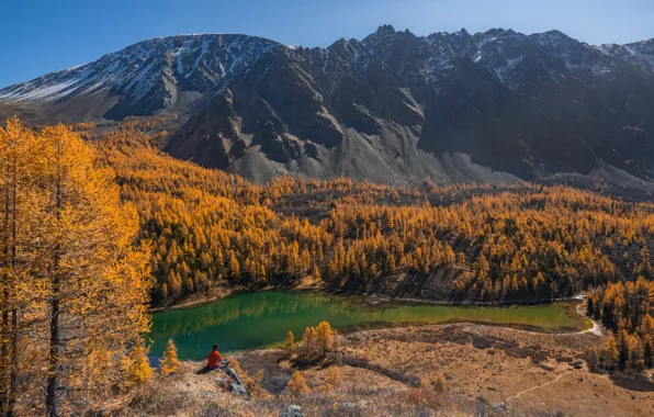 Осень, пейзаж, горы, природа, озеро, долина, леса, Алтай