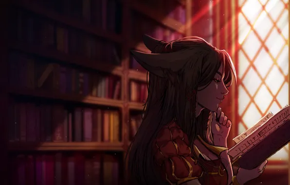 Интерес, книги, платье, girl, Art, Katrin, book, kitsune