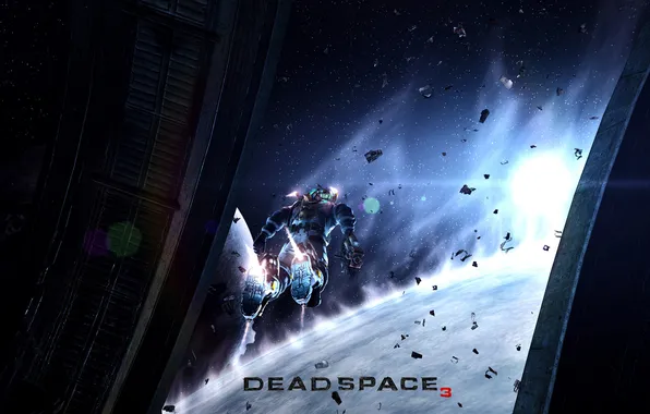 Картинка обломки, космос, полет, планеты, мужчина, Dead Space 3