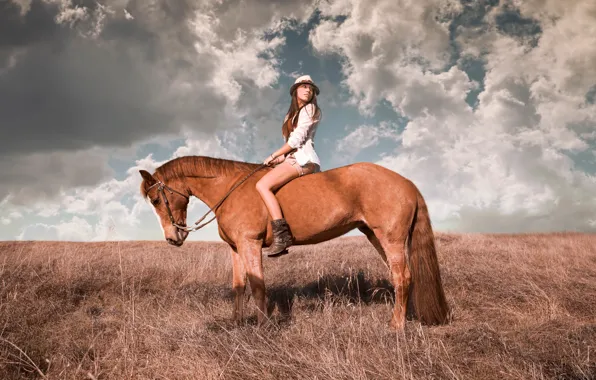 Девушка, лошадь, всадница