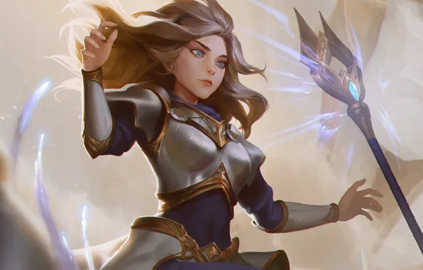 Девушка, копьё, Lux, League Of Legends