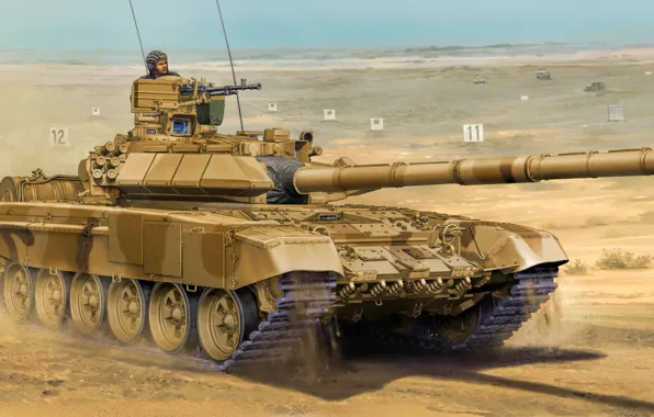 Картинка weapon, war, art, painting, tank, t-90