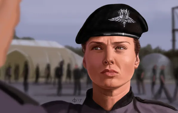 Девушка, арт, солдат, Starship Troopers, Звёздный десант