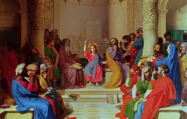 Картинка 1862, Жан Огюст Доминик Энгр, Отрок Христос среди израильских учителей