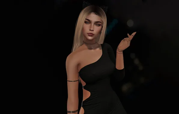 Girl, sexy, long hair, dress, beautiful, pretty, blonde, rendering