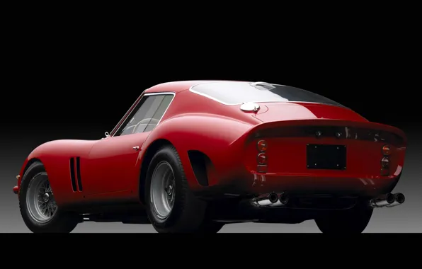 Картинка красный, Феррари, Ferrari, суперкар, полумрак, классика, вид сзади, GTO