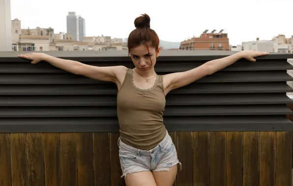 Hot girl, brown hair, model, outside, sexy woman, photoshoot, posing, hot babe