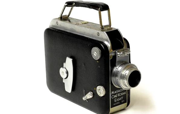 Фон, корпус, металлический, Ciné-Kodak Eight Model 90, объектив Kodak Anastigmatic 13 мм f/1, Magazine, кинокамера, …