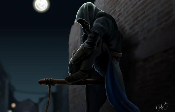 Ночь, луна, ассасин, Assassin's Creed III