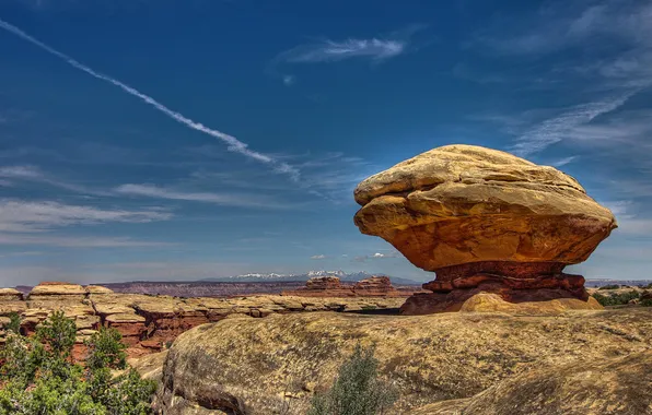 Картинка небо, облака, горы, скалы, камень, сша, Utah